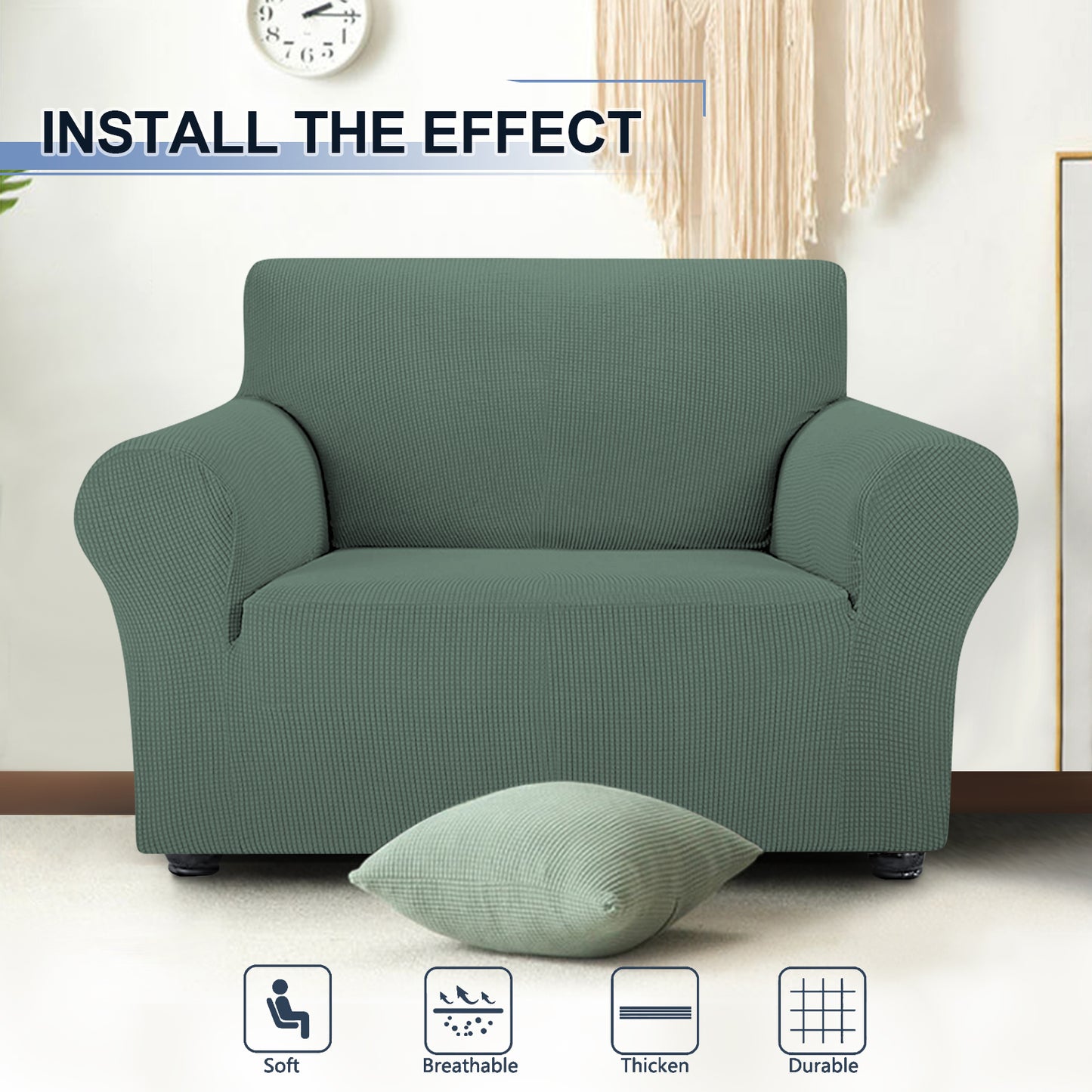 Three Seater Sofa Covers Slipcover Solid Color