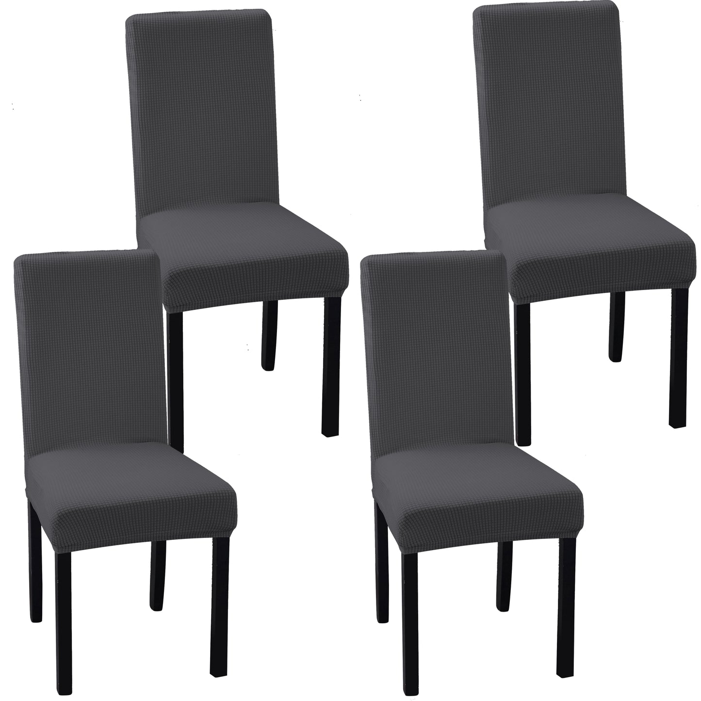4/6pcs Solid Color Fabric Stretch Chair Slipcovers For Dining Room, Spandex Large Chair Covers