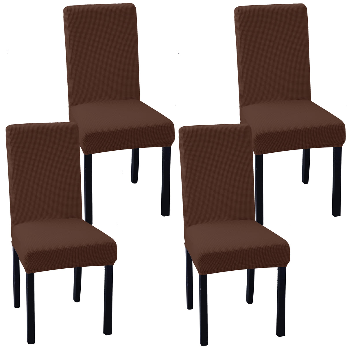 Set of 4 OCVES stretch dining chair covers in Chocolate