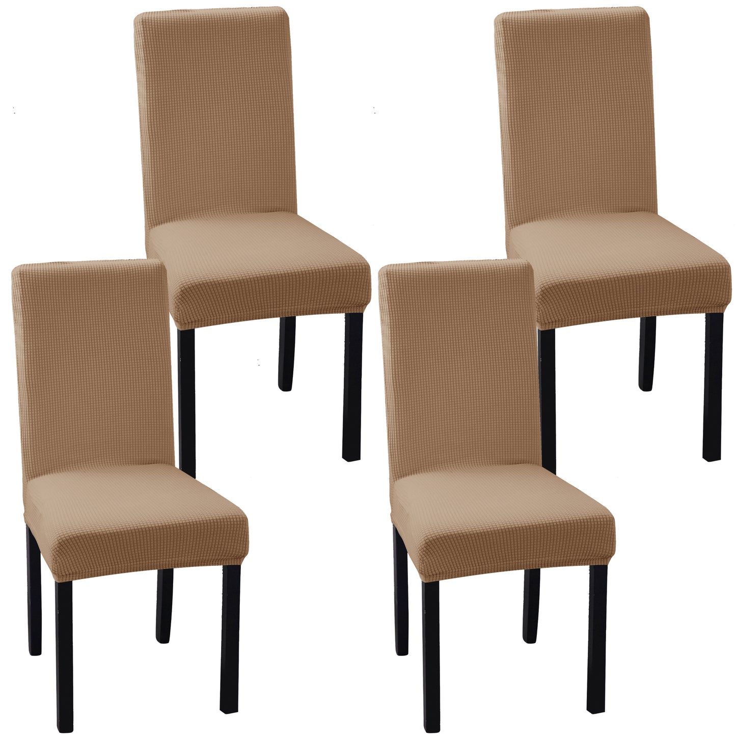 4/6pcs Solid Color Fabric Stretch Chair Slipcovers For Dining Room, Spandex Large Chair Covers