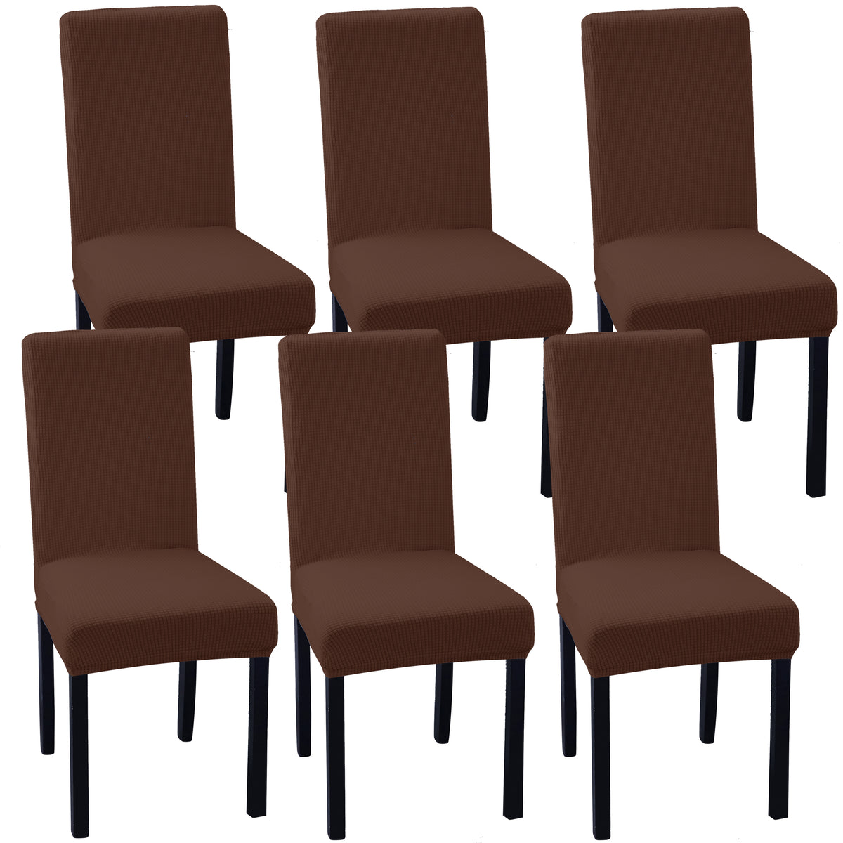 Set of 6 OCVES stretch dining chair covers in Chocolate