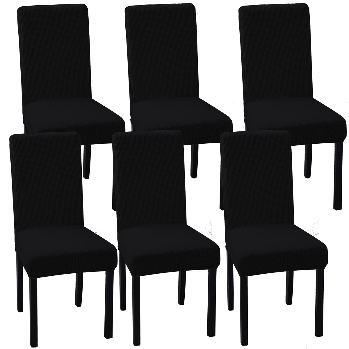 Set of 6 OCVES stretch dining chair covers in Black