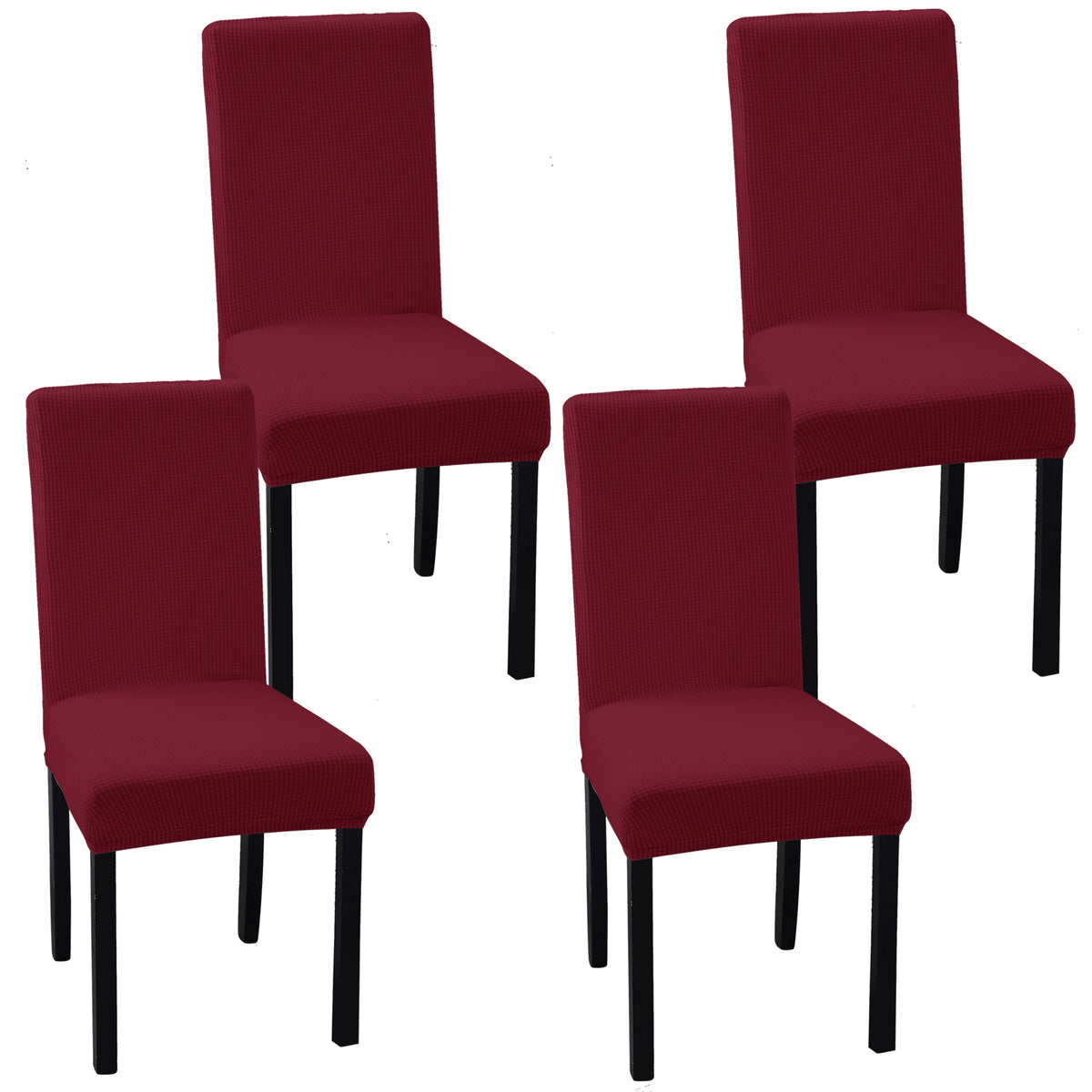 Set of 4 OCVES stretch dining chair covers in Burgundy