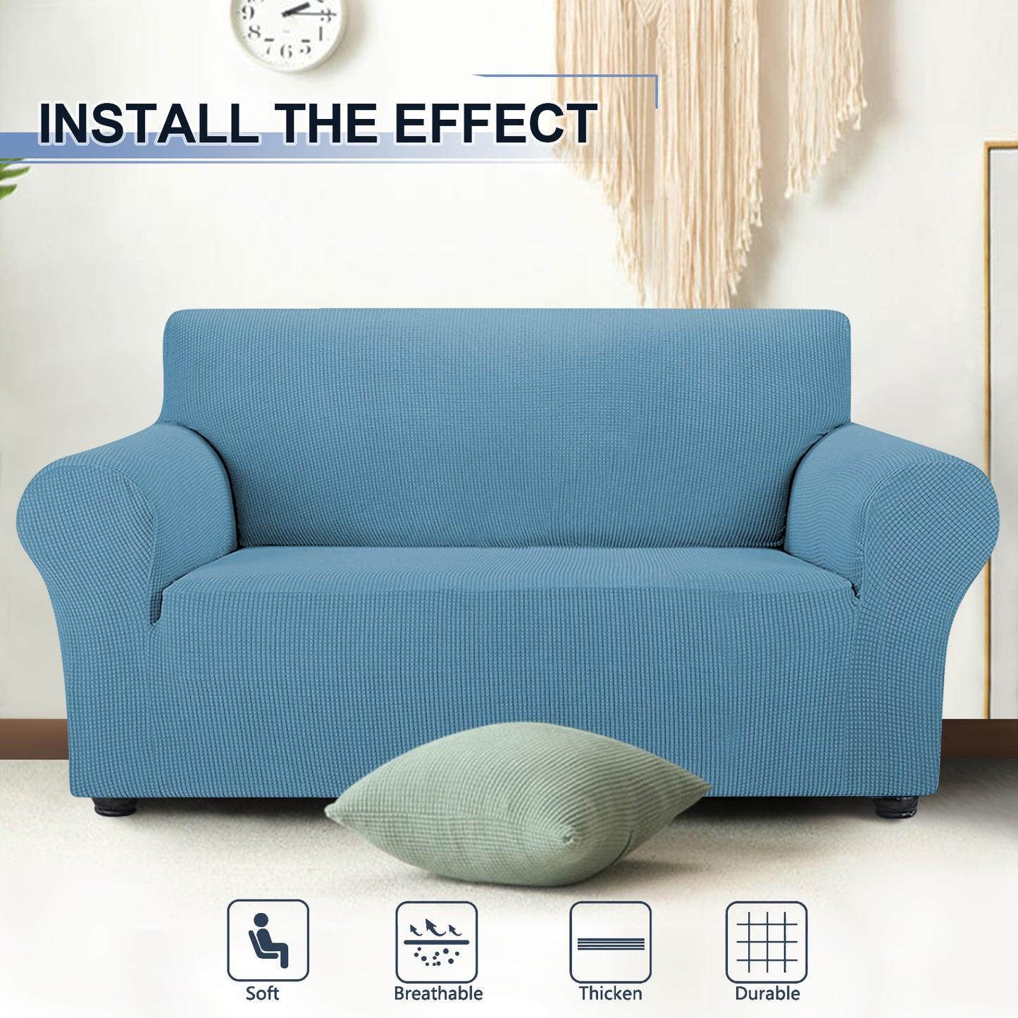 Three Seater Sofa Covers Slipcover Solid Color
