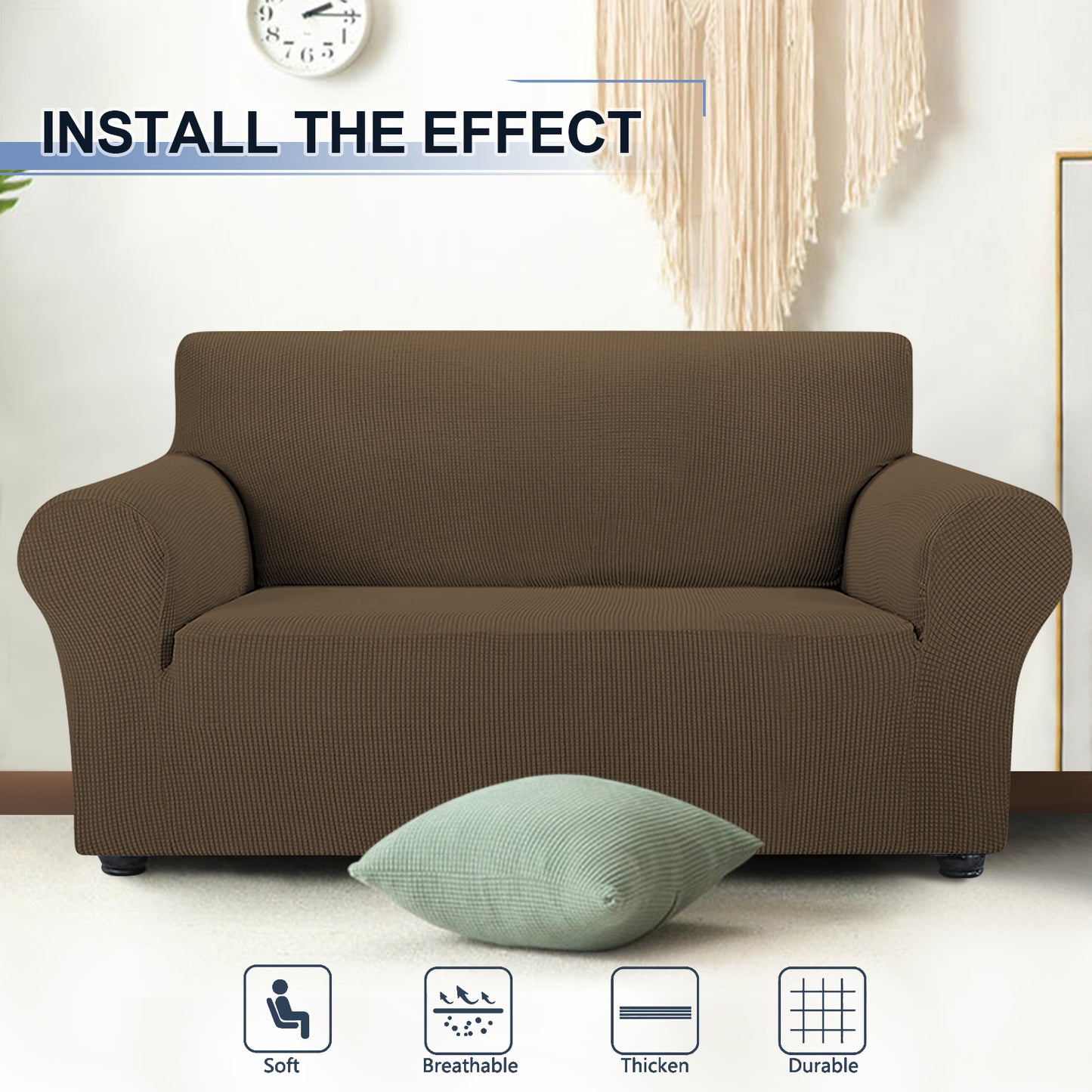Three Seater Sofa Covers Slipcover Solid Color