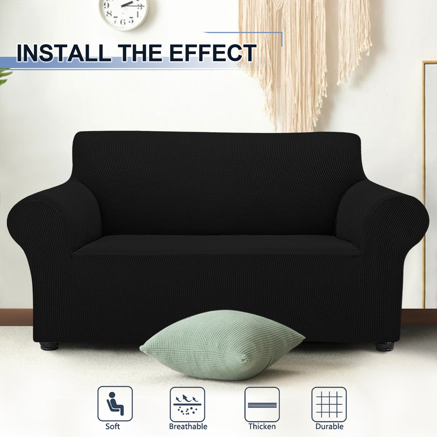 Three Seater Sofa Covers Slipcover Solid Color