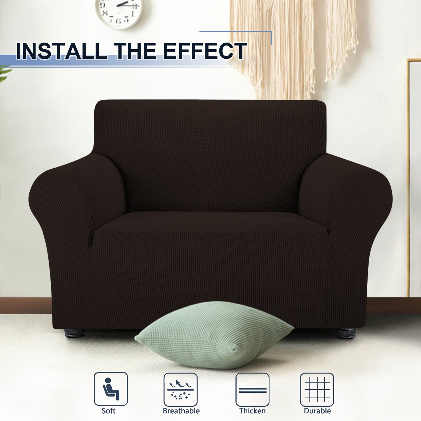 Three Seater Sofa Covers Slipcover Solid Color