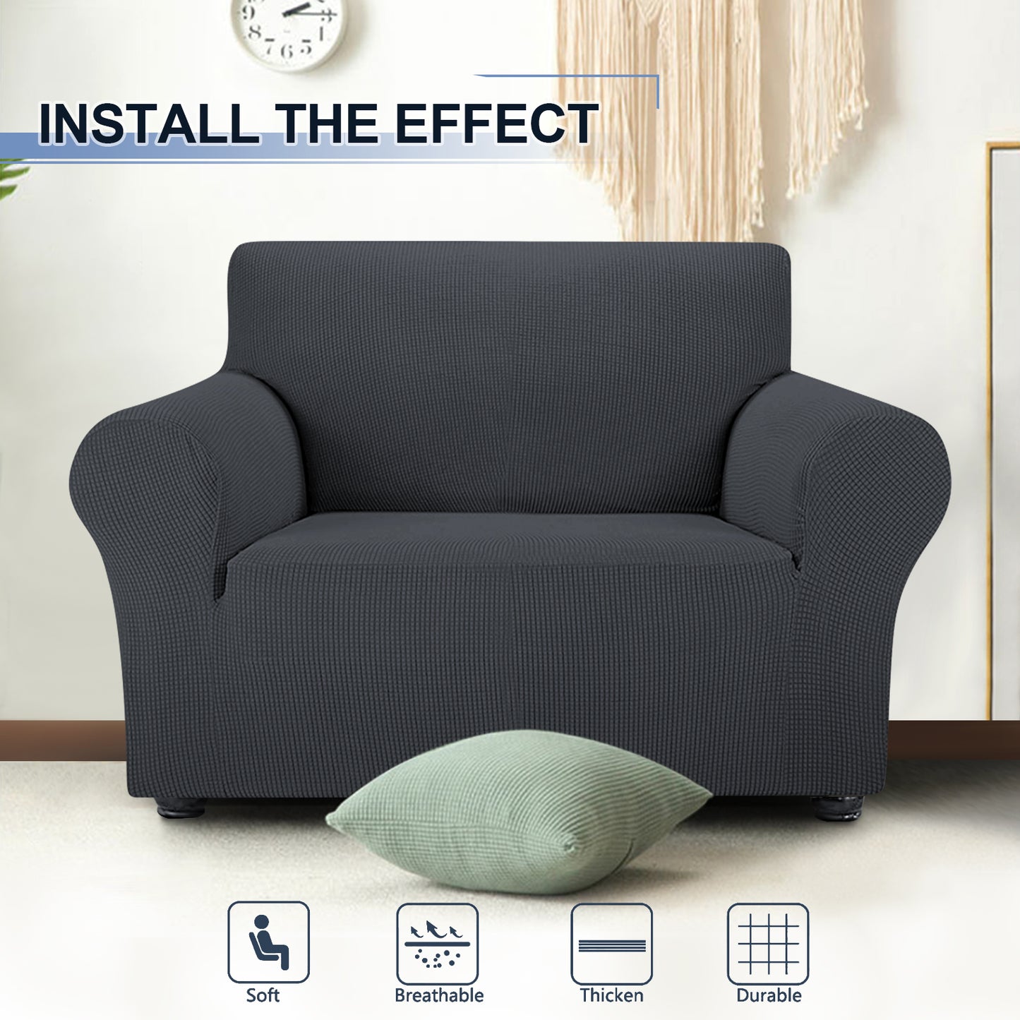 Three Seater Sofa Covers Slipcover Solid Color