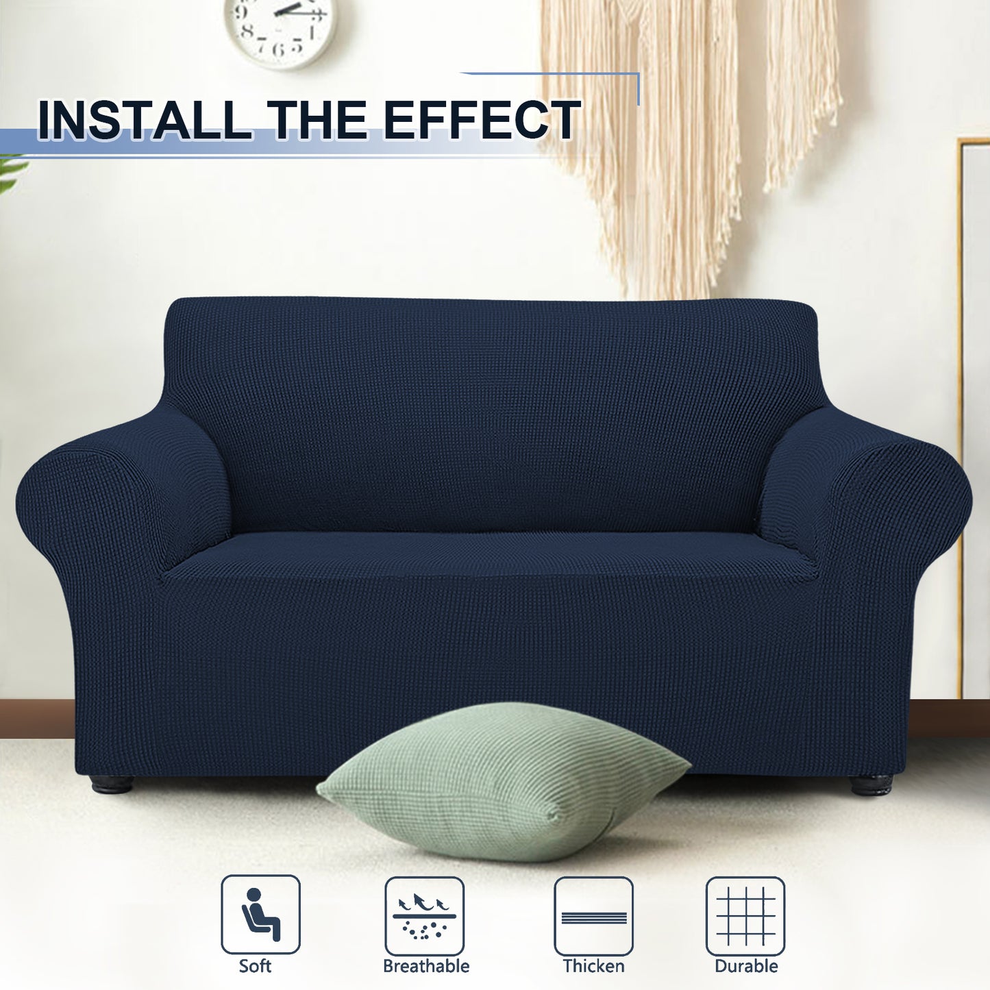 Three Seater Sofa Covers Slipcover Solid Color