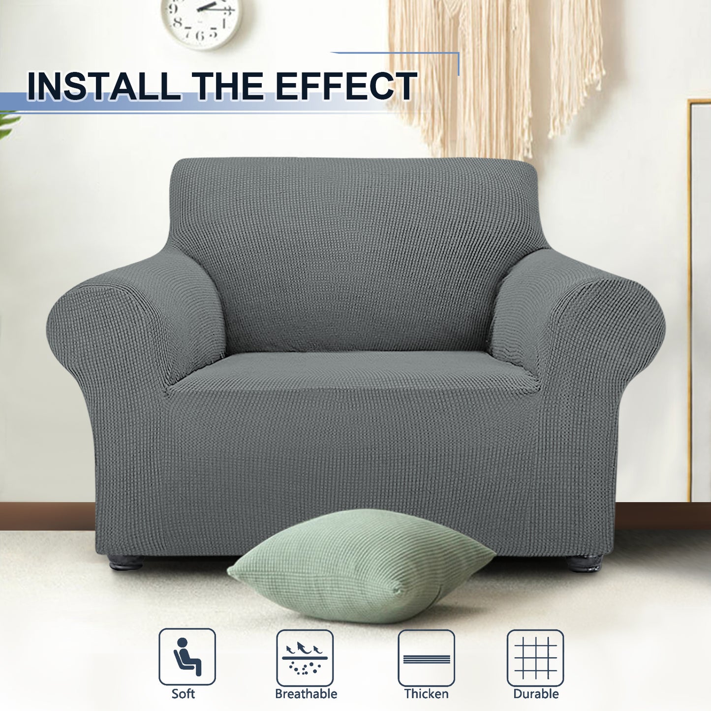 Three Seater Sofa Covers Slipcover Solid Color