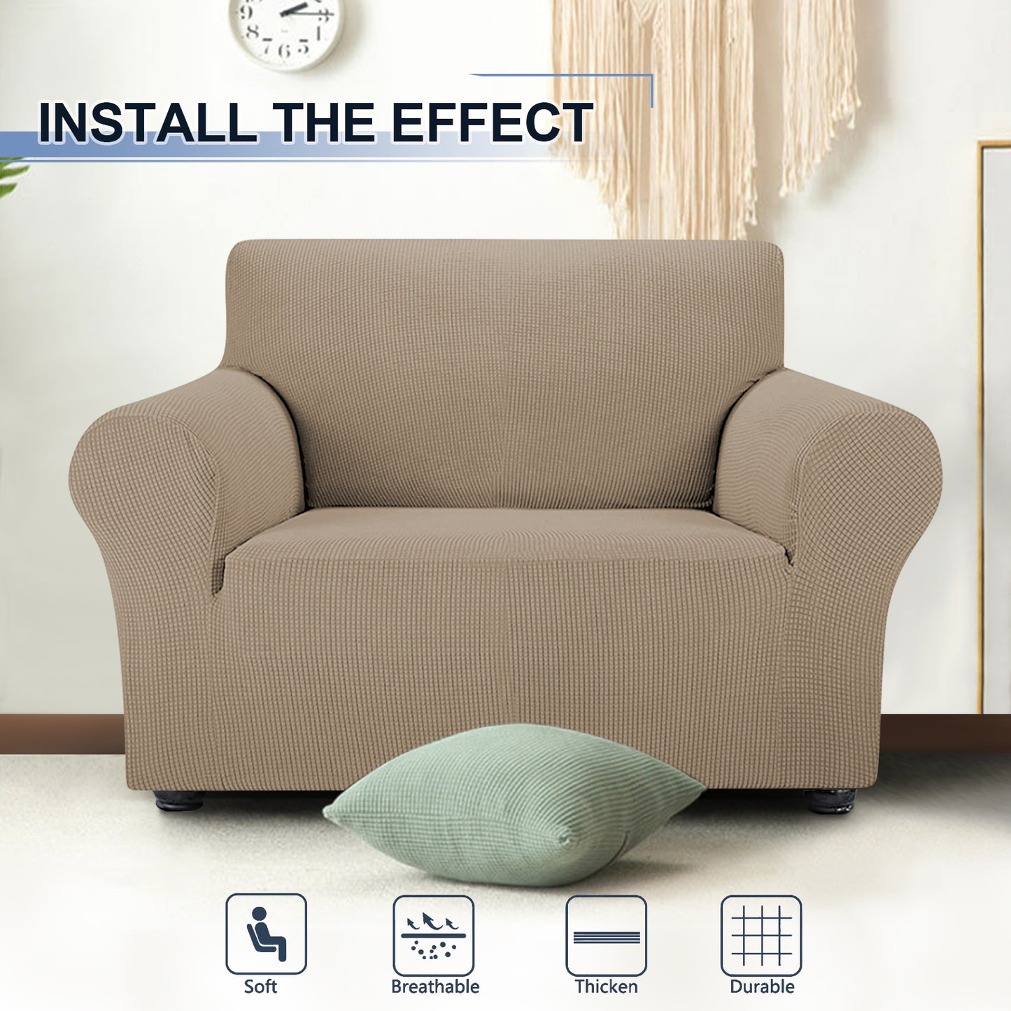 Three Seater Sofa Covers Slipcover Solid Color