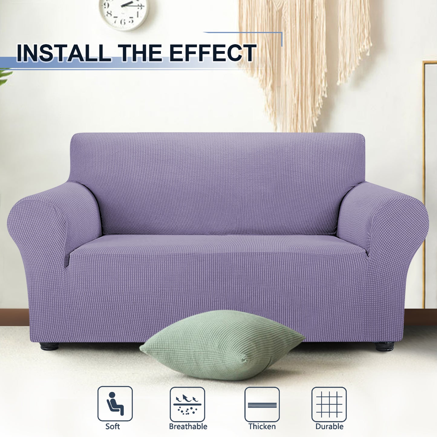 Three Seater Sofa Covers Slipcover Solid Color