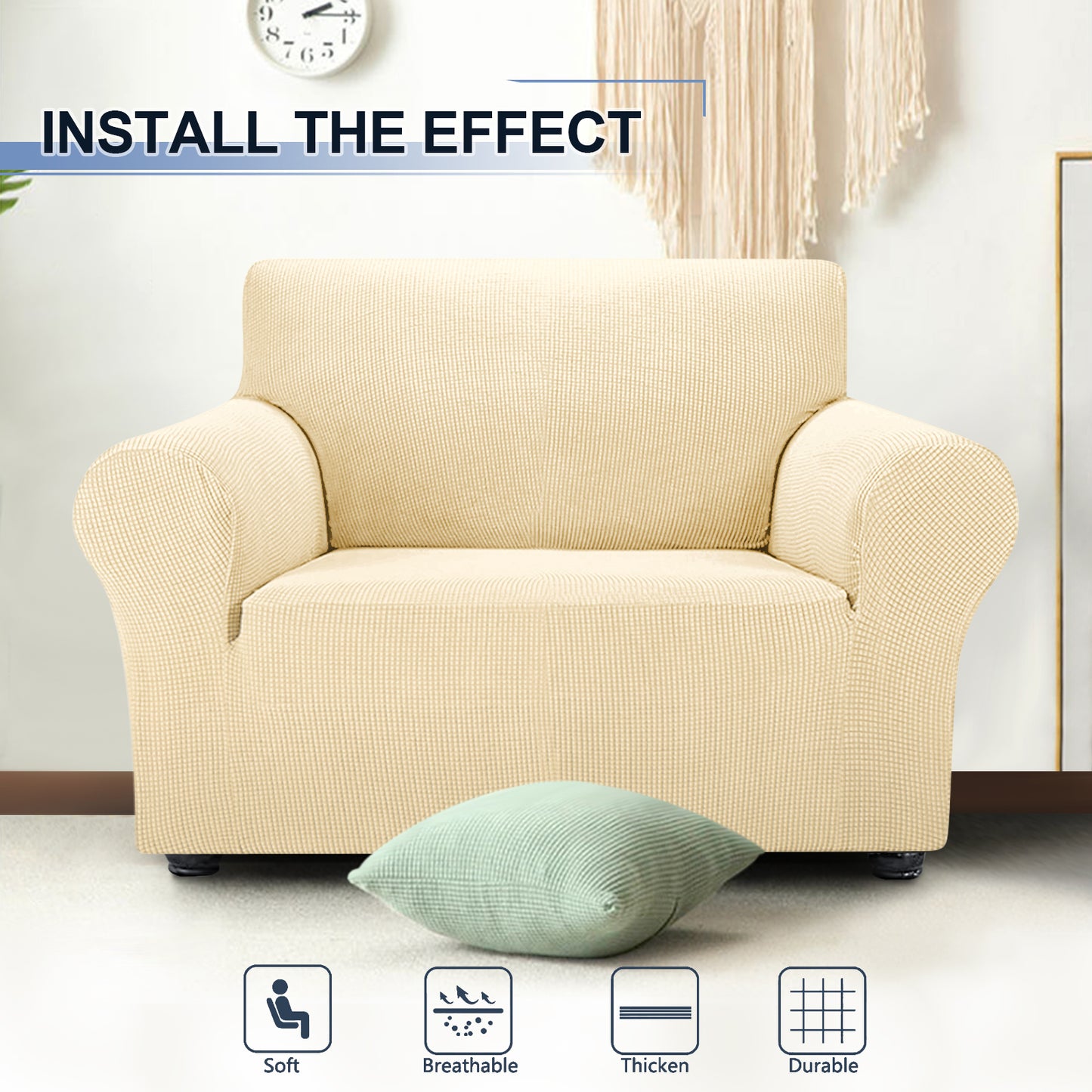 Three Seater Sofa Covers Slipcover Solid Color