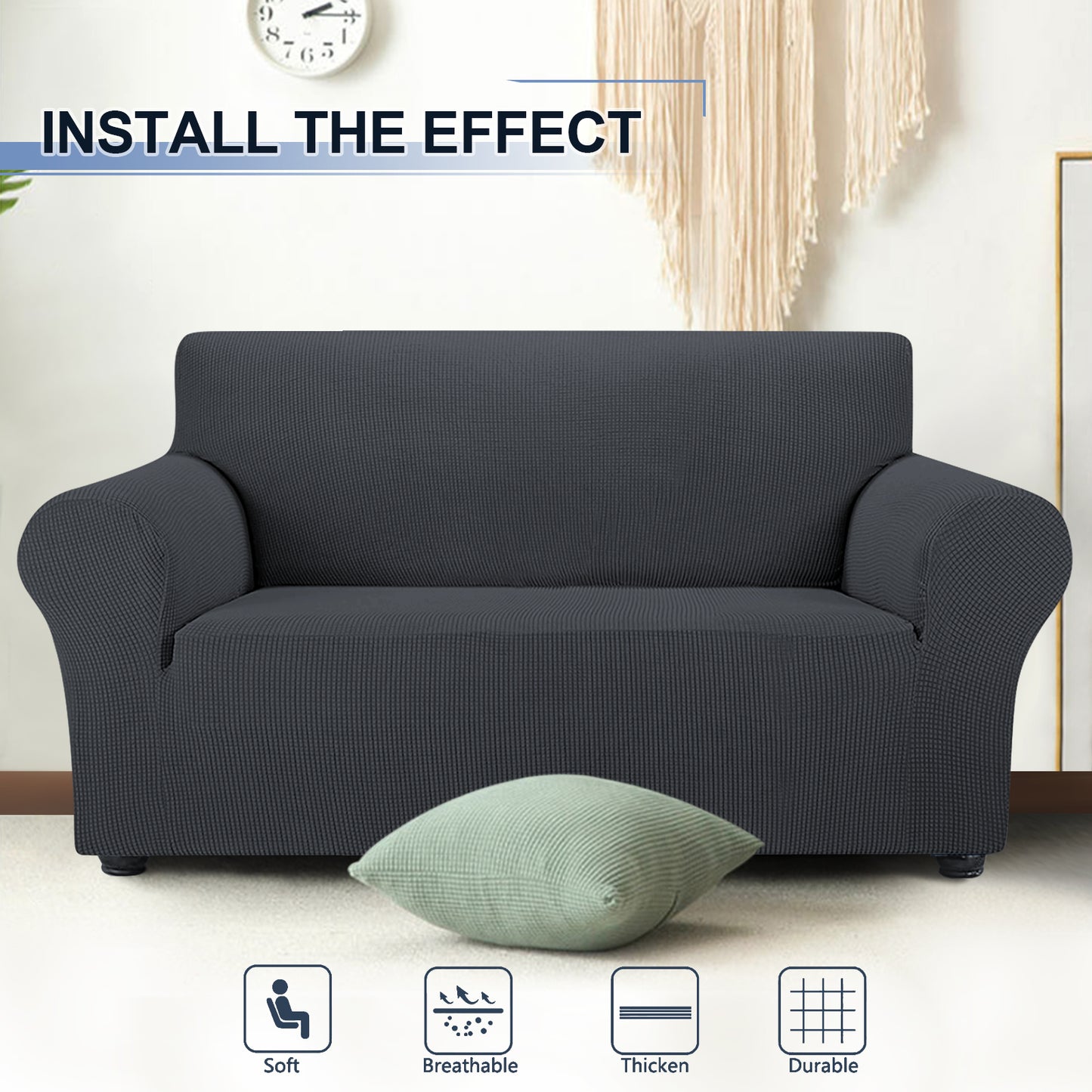 Three Seater Sofa Covers Slipcover Solid Color