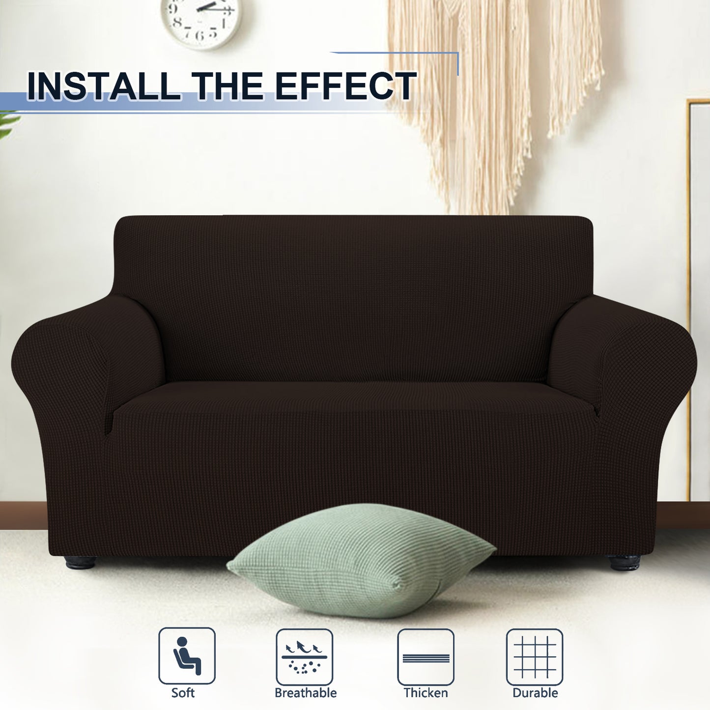 Three Seater Sofa Covers Slipcover Solid Color