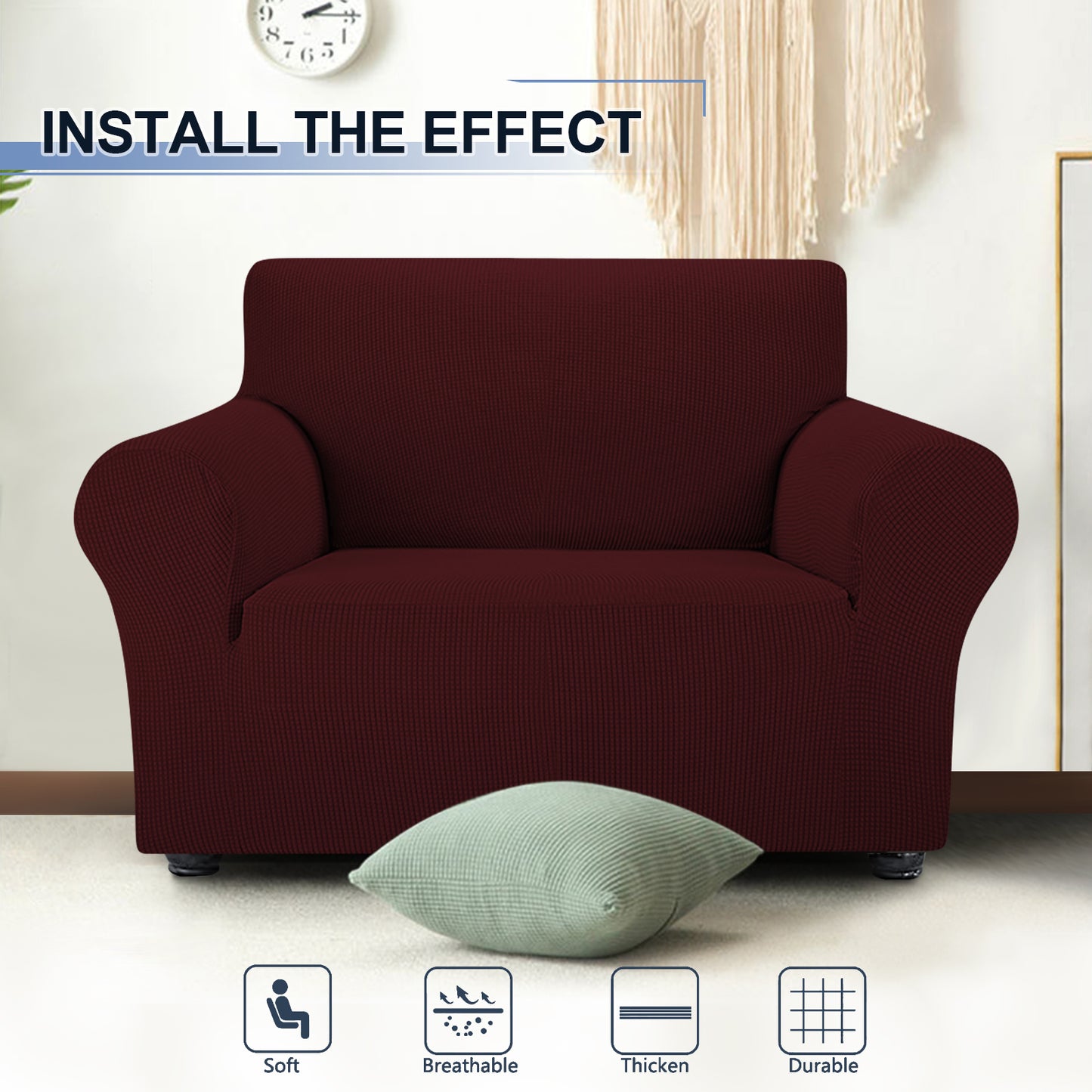 Three Seater Sofa Covers Slipcover Solid Color