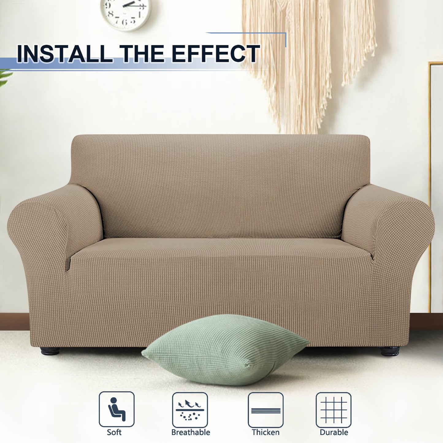Three Seater Sofa Covers Slipcover Solid Color