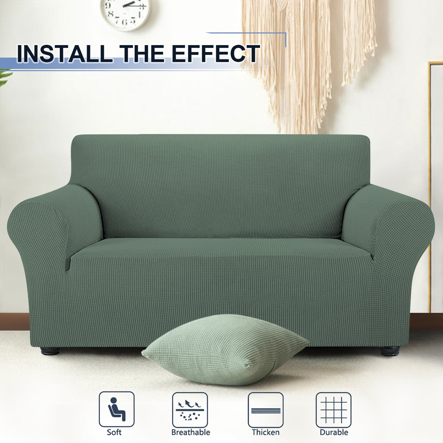Three Seater Sofa Covers Slipcover Solid Color