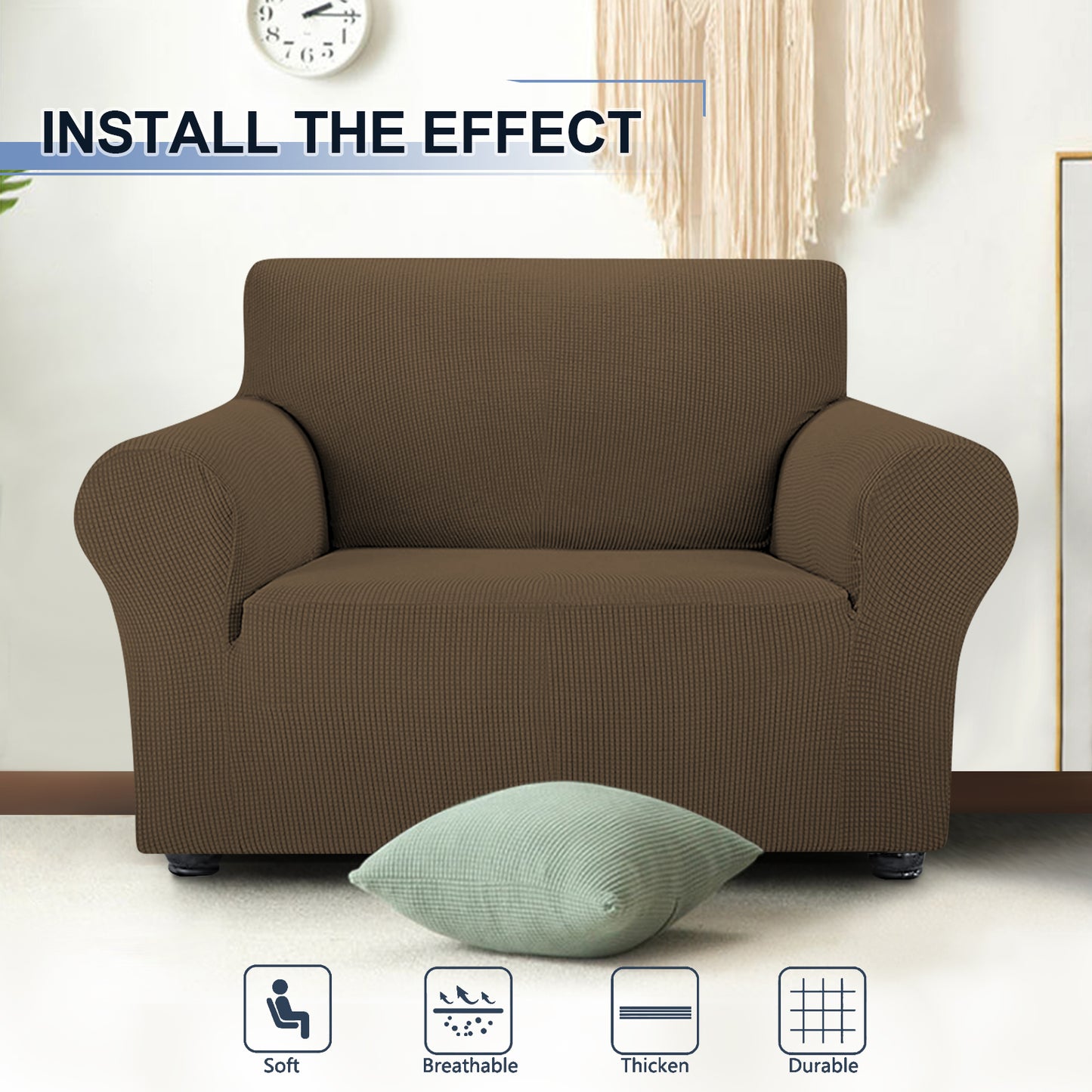 Three Seater Sofa Covers Slipcover Solid Color