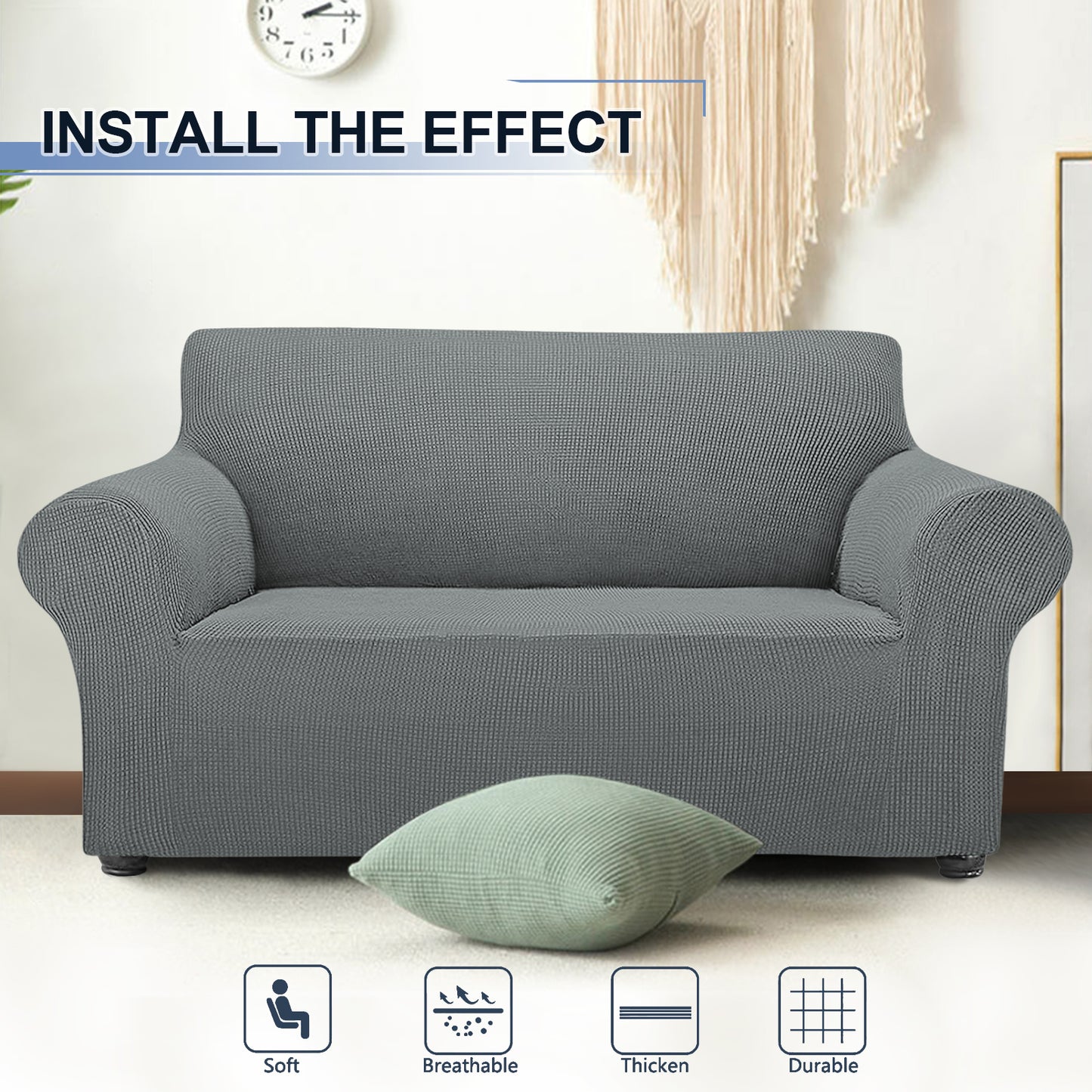 Three Seater Sofa Covers Slipcover Solid Color