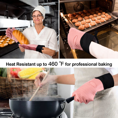 Silicone oven gloves used for baking, lifting oven trays and holding hot pans
