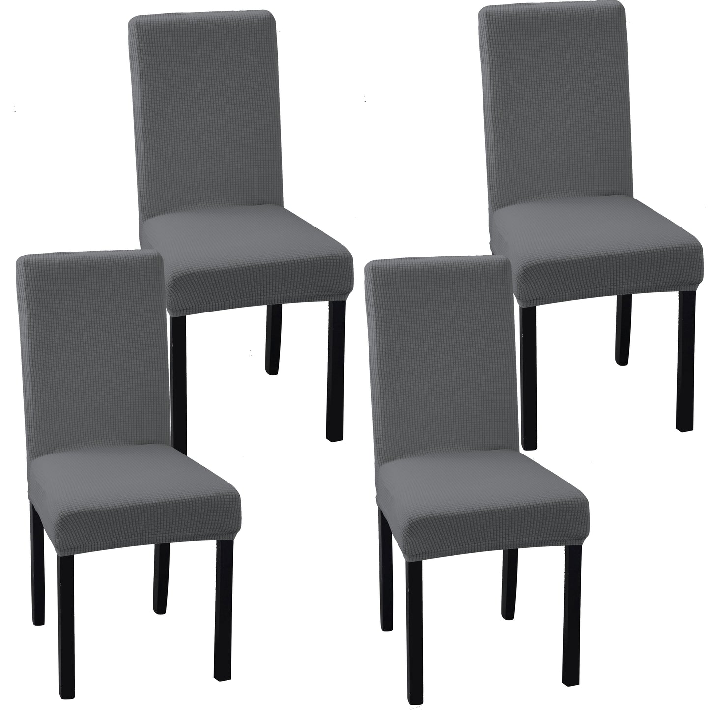 4/6pcs Solid Color Fabric Stretch Chair Slipcovers For Dining Room, Spandex Large Chair Covers