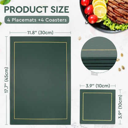Size guide for the Green rectangular placemat and coaster