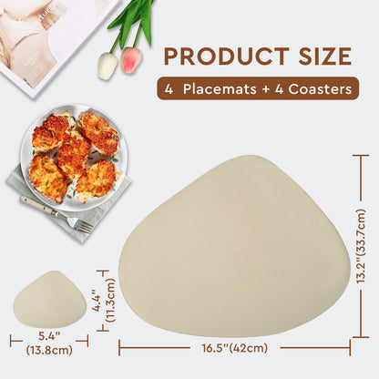 Size guide for the Beige curved placemat and coaster