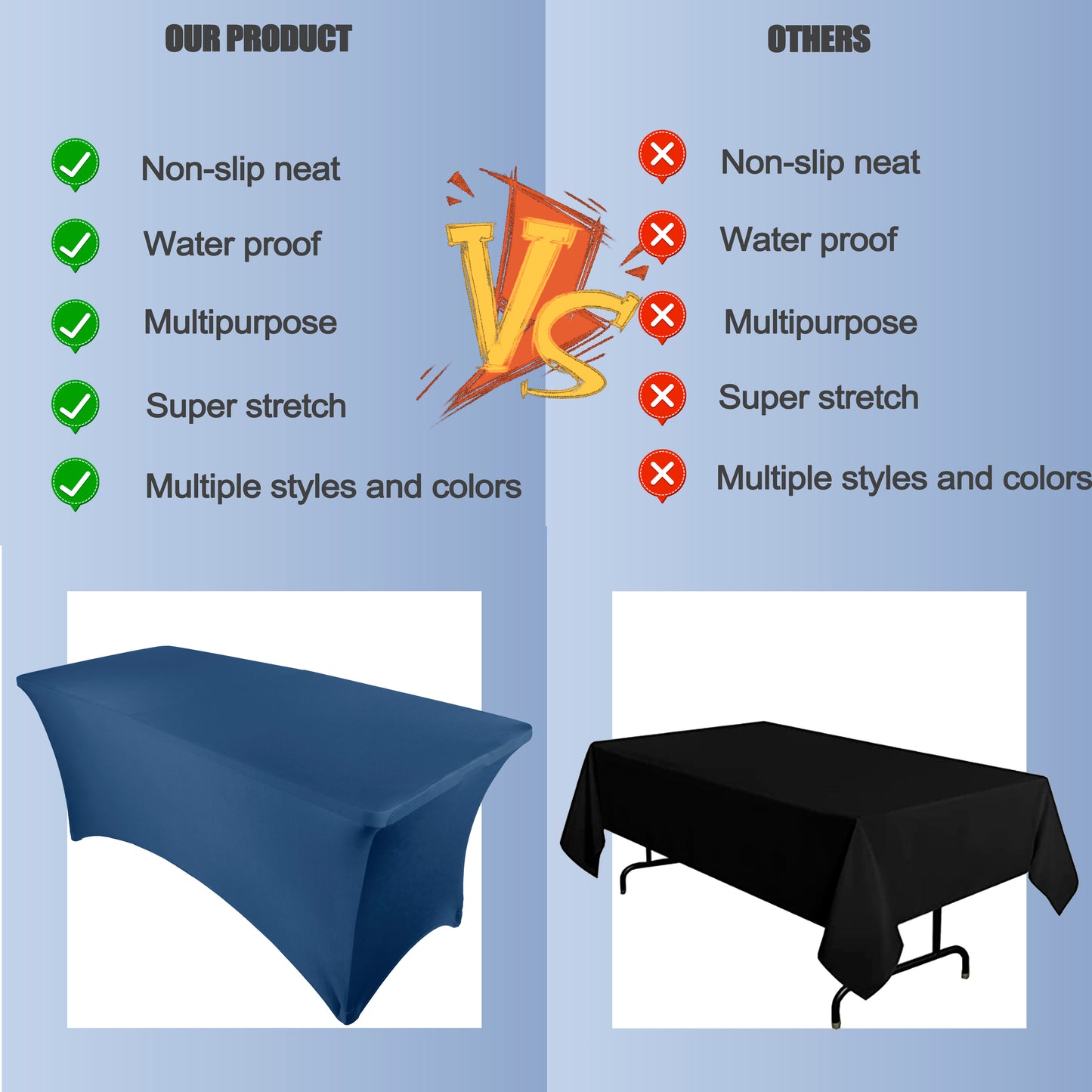 4FT / 6FT Stretch Tablecloth