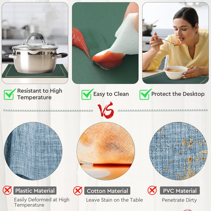 Green PU leather placemat compared with plastic, cotton and PVC table mats
