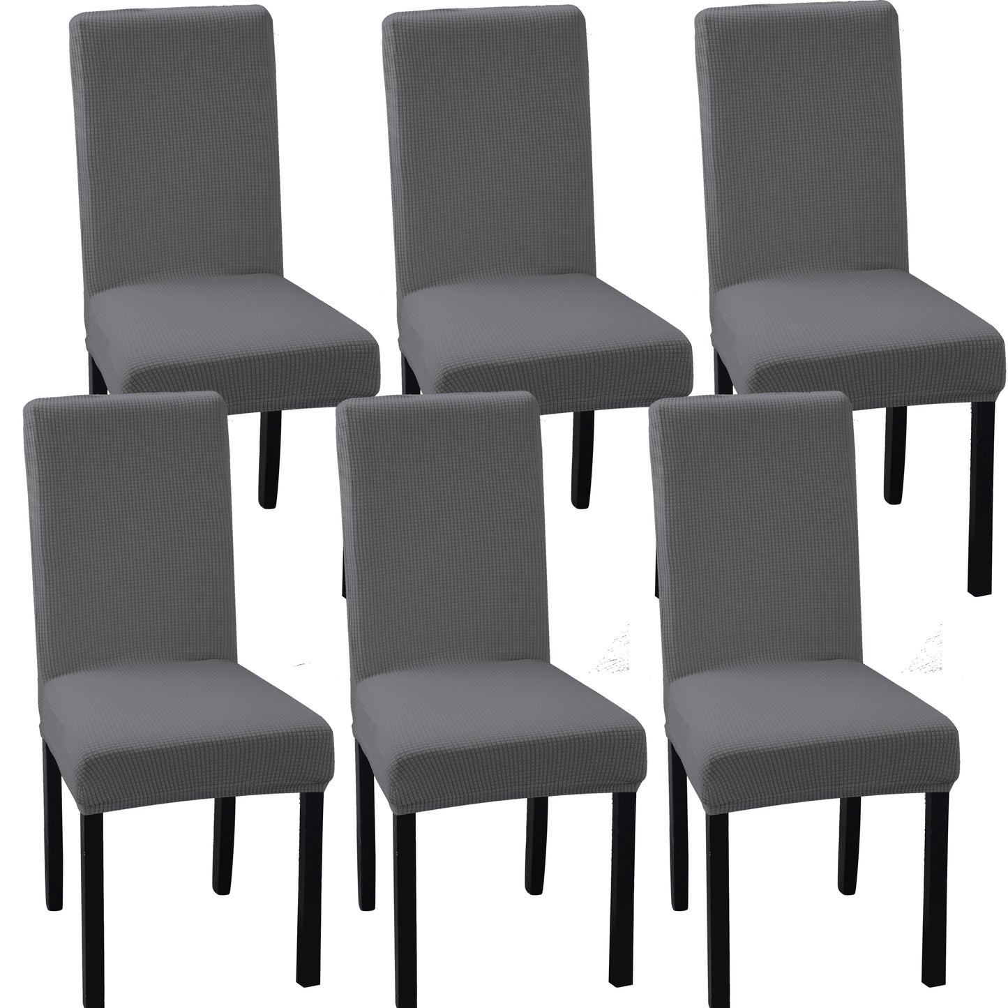 4/6pcs Solid Color Fabric Stretch Chair Slipcovers For Dining Room, Spandex Large Chair Covers