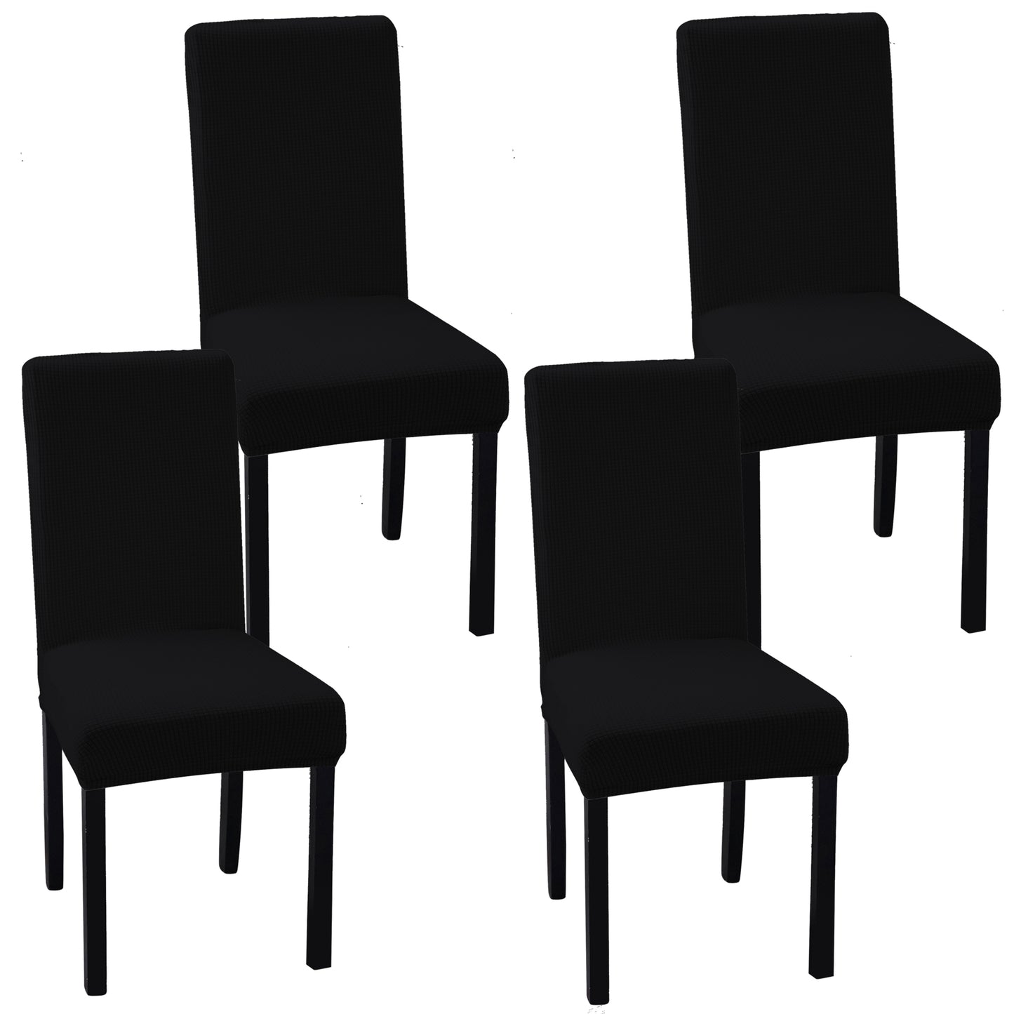 4/6pcs Solid Color Fabric Stretch Chair Slipcovers For Dining Room, Spandex Large Chair Covers