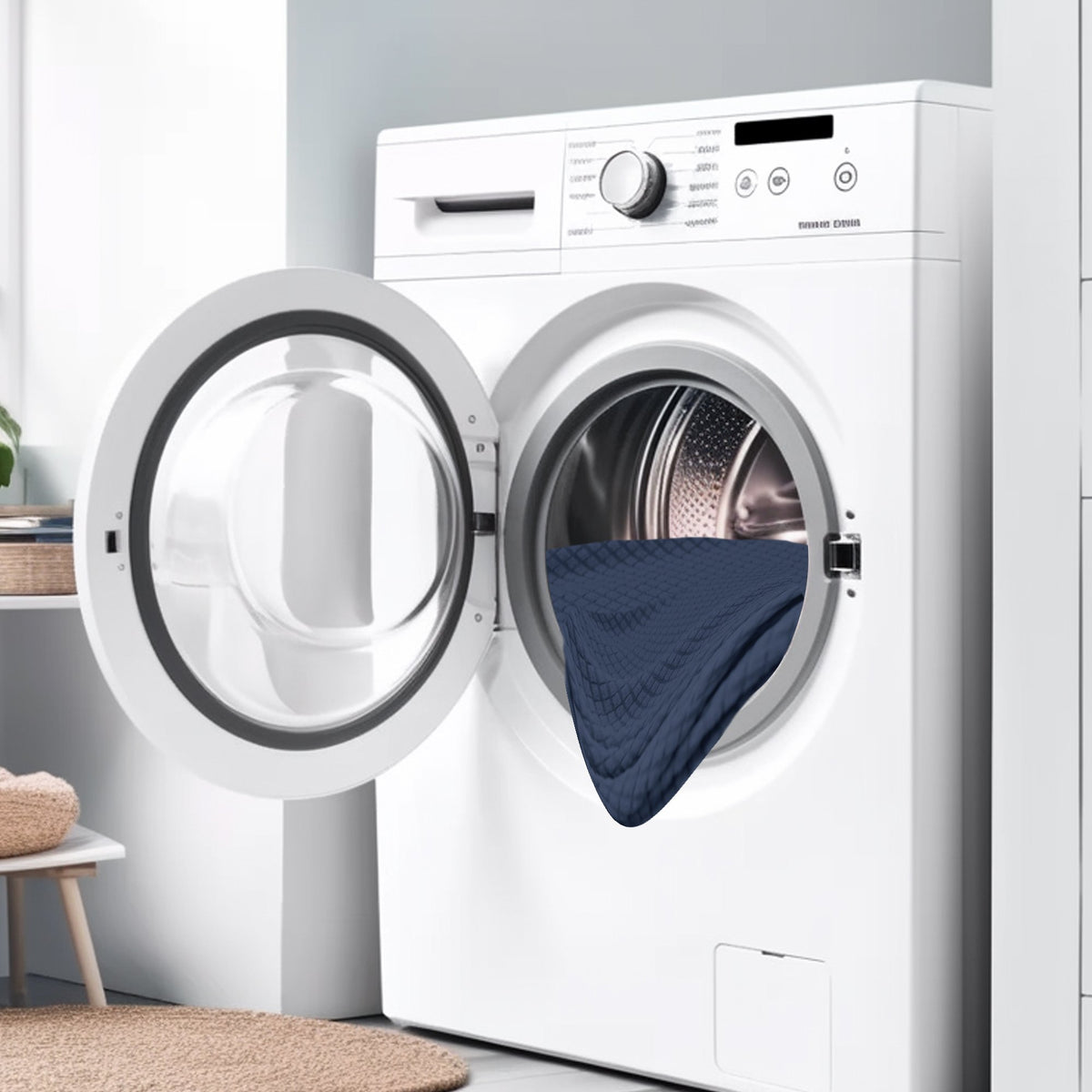 OCVES stretch dining chair cover going into a washing machine
