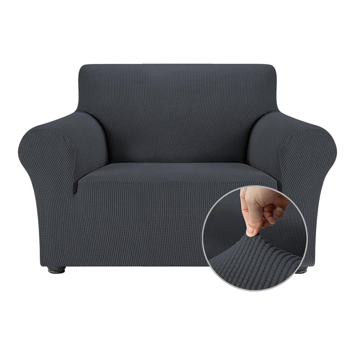 OCVES stretch sofa cover in Grey on a 1 seater armchair