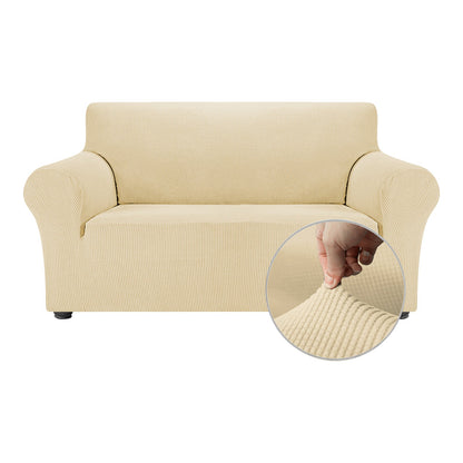 OCVES stretch sofa cover in Ivory on a 2 seater sofa