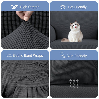 Close-up of the stretch jacquard fabric and elastic hem