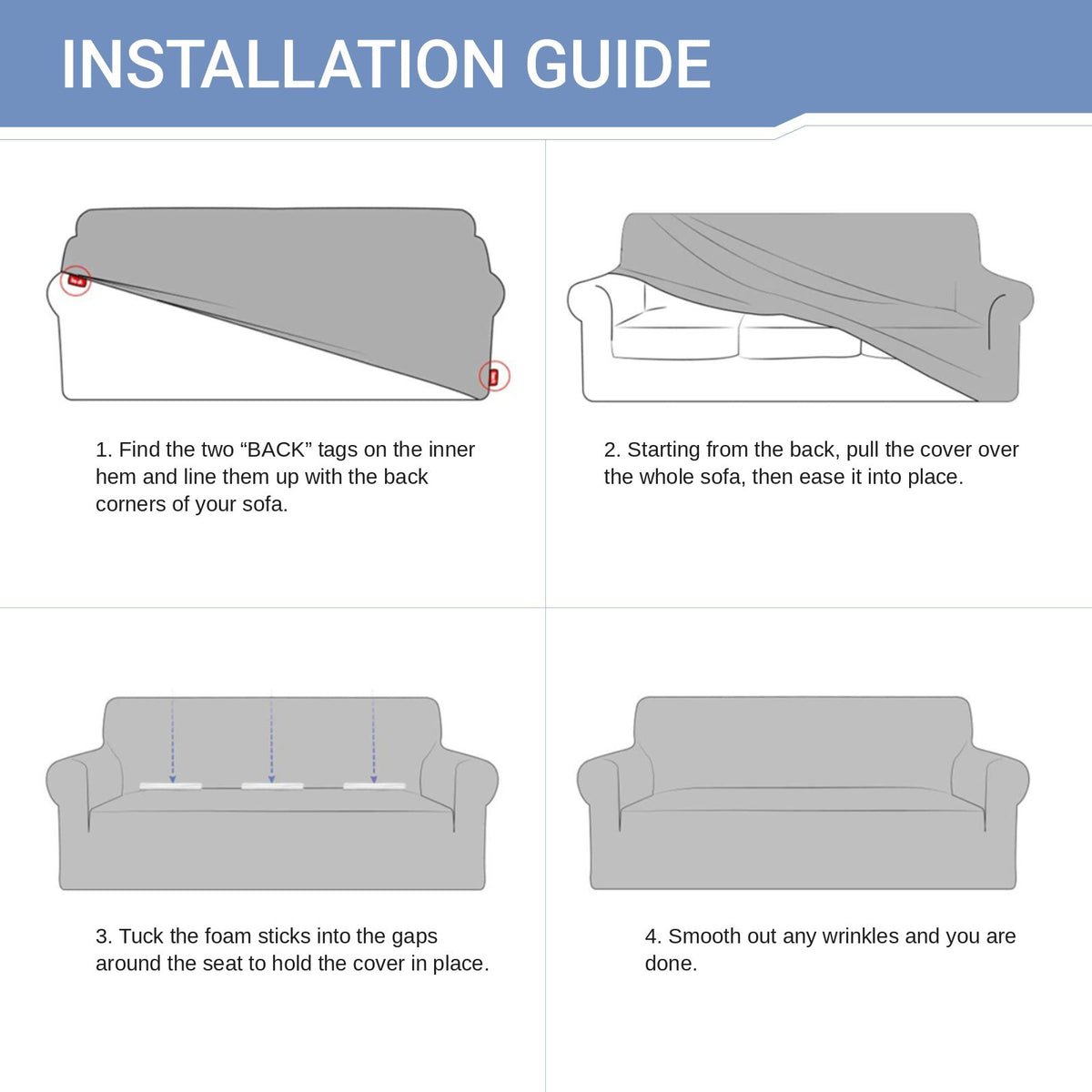 How to fit the OCVES stretch sofa cover in four steps