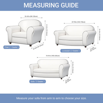 Stretch sofa cover size guide for 1, 2 and 3 seater sofas