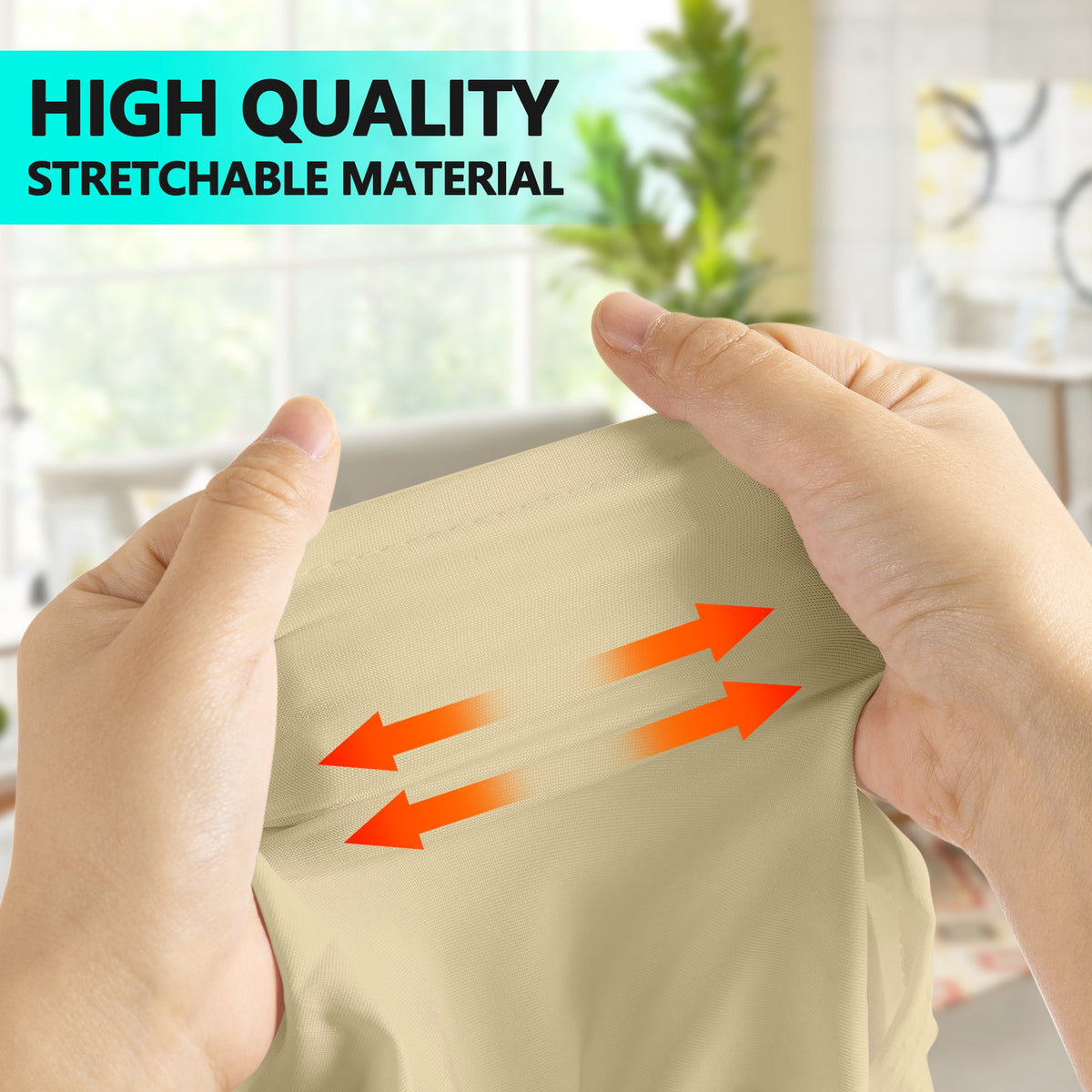 Close-up of the stretch polyester and spandex tablecloth fabric